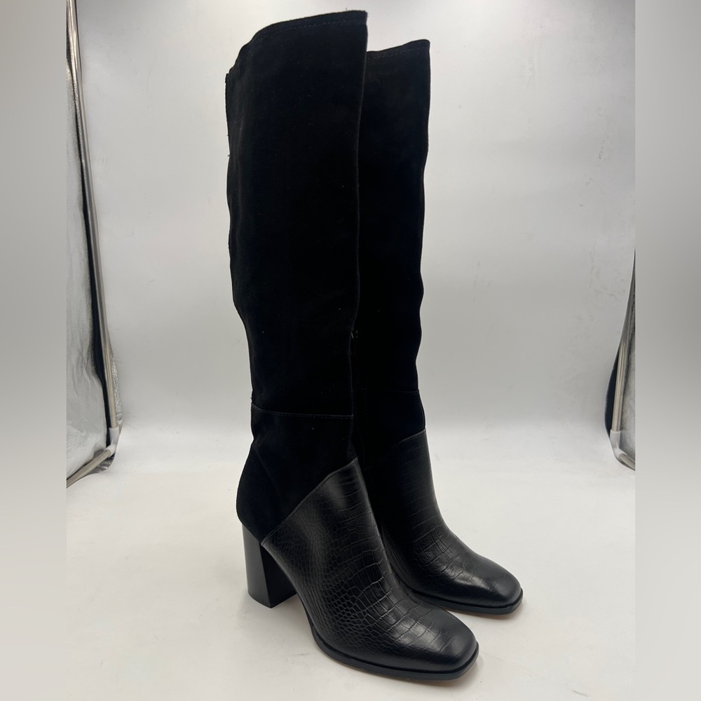 Dolce Vita Black Suede Heeled Ankle Boots Women’s 7.5 Block Heel Booties Dress